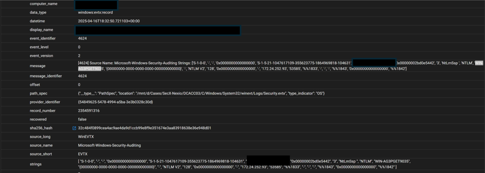 VPN logon event from Windows Security log